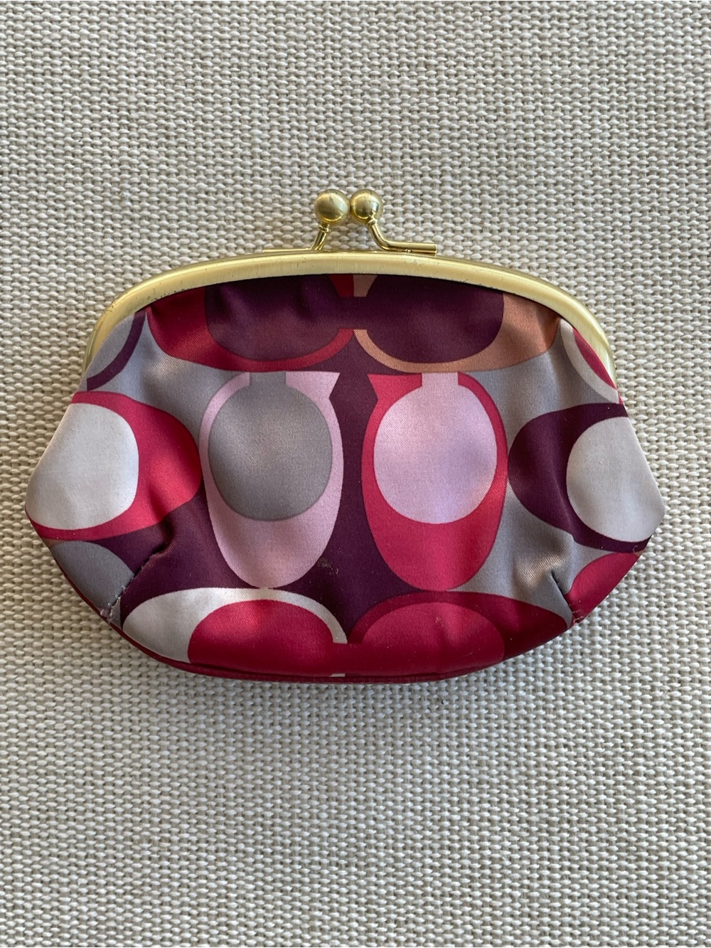 Vintage Coach Ashley Scarf Print Satin Kisslock Coin Purse - Picture 2 of 13